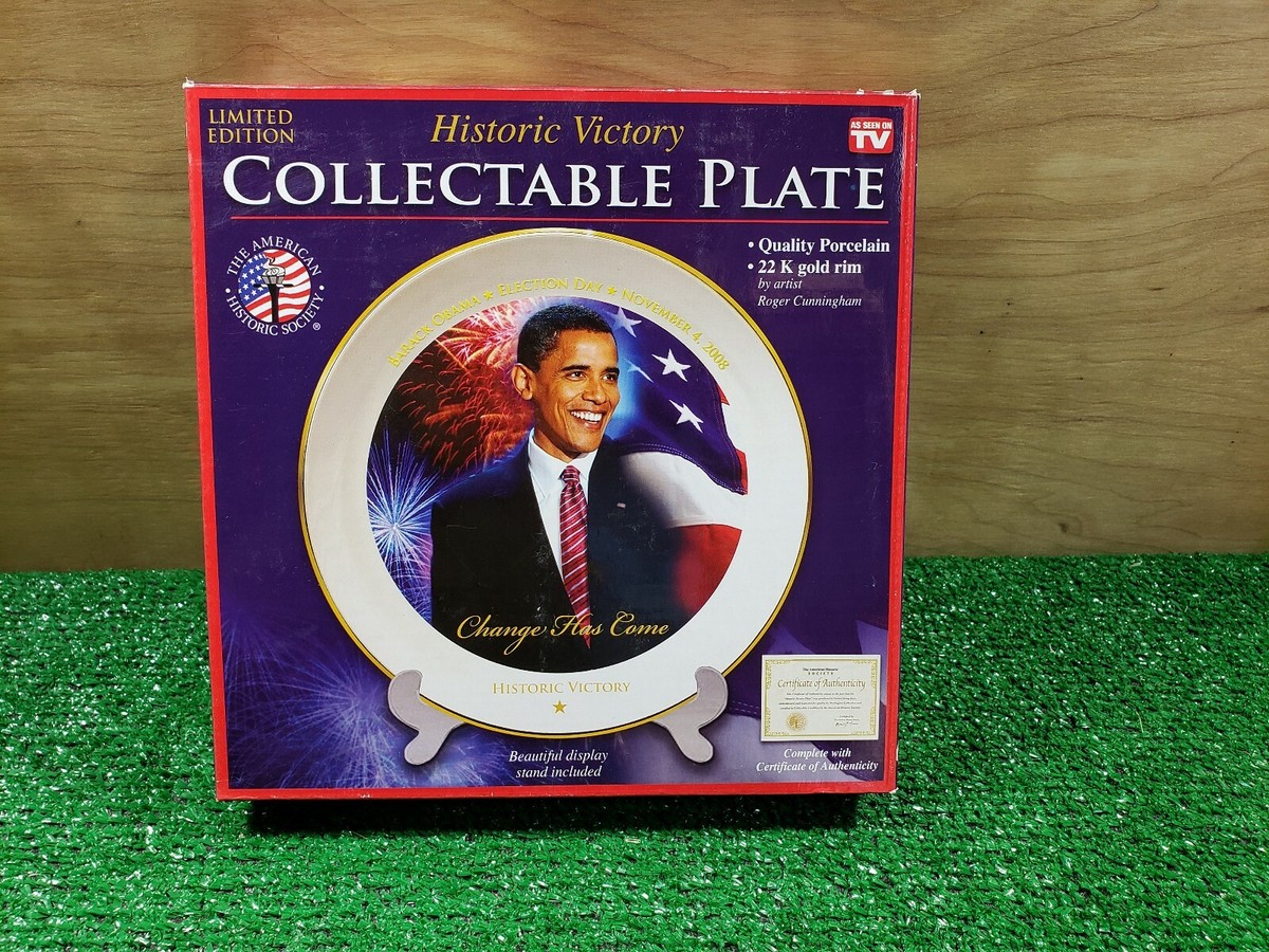 記念グッズ Historic Victory Collectable Plate obama Limited Edition Barack Obama History Victory Collectable