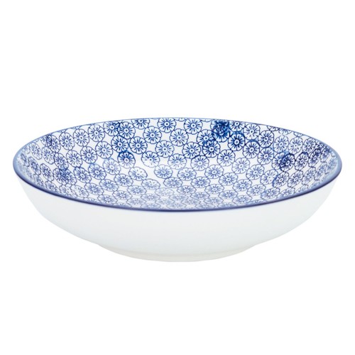 Large Pasta Bowls Dinner Set Patterned Porcelain Dining Bowl - Blue Flower x6 - Picture 5 of 5