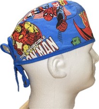 Marvel Characters Blue Scrub Hat Chemo Cap
