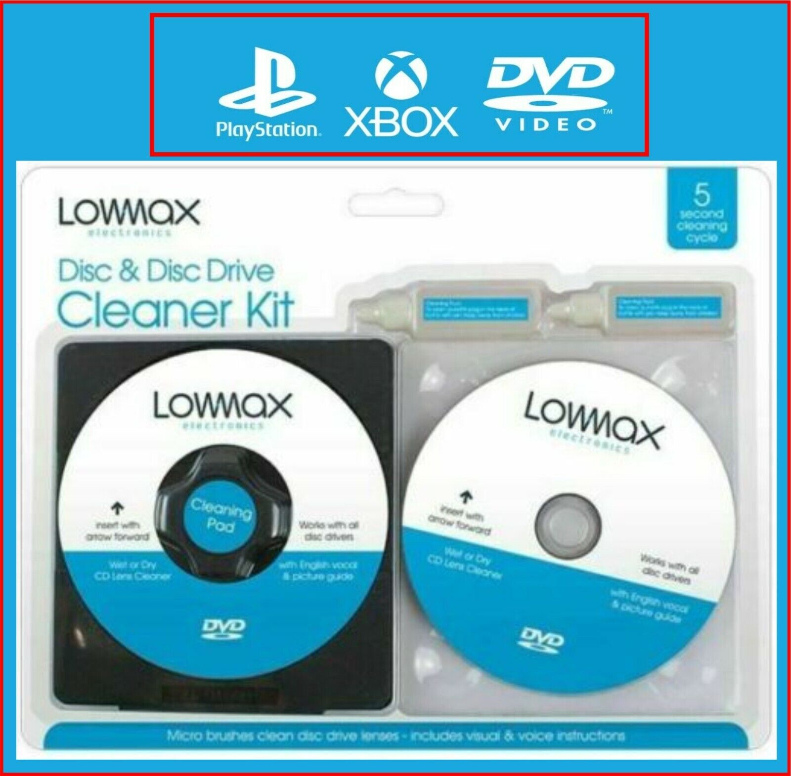 Maken Flash aankunnen Laser Lens Cleaner Cleaning Kit for PS3 XBOX 360 BLU RAY DVD PLAYER CD DISC  UK., 5050577281468 | eBay