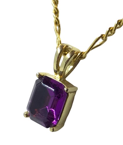 Collana vintage LIND placcata oro 14k GE con ciondolo ametista 20” acquario