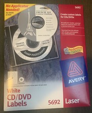 Avery White CD/DVD Labels, Laser 5692 40 Disc 80 Spine NEW NIP