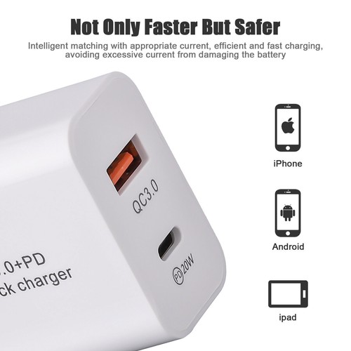 2PACK 20W PD Fast Quick Charge 2 Port Adapter QC 3.0 USB Wall Charger Power - Picture 5 of 11