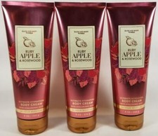 Bath Body Works RUBY APPLE  ROSEWOOD Ultra Shea Body Cream Lotion 8 oz Lot of 3