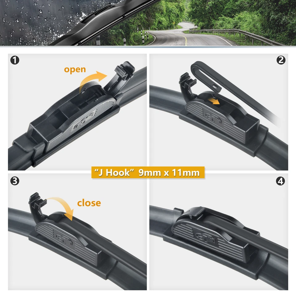 22"+22" Fit For ISUZU FRR 1997-2004 Premium Bracketless Windshield Wiper Blades Foto 3 de 4