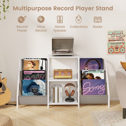 Record Player Stand with Storage Turntable Display Stand Vinyl Record Table - Picture 3 of 20