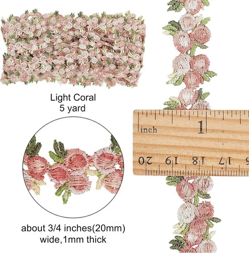 10 Yards bestickt Rose Blume Spitze Borte Band Kleidung Fransen Nähen Handarbeit - Bild 3 von 45