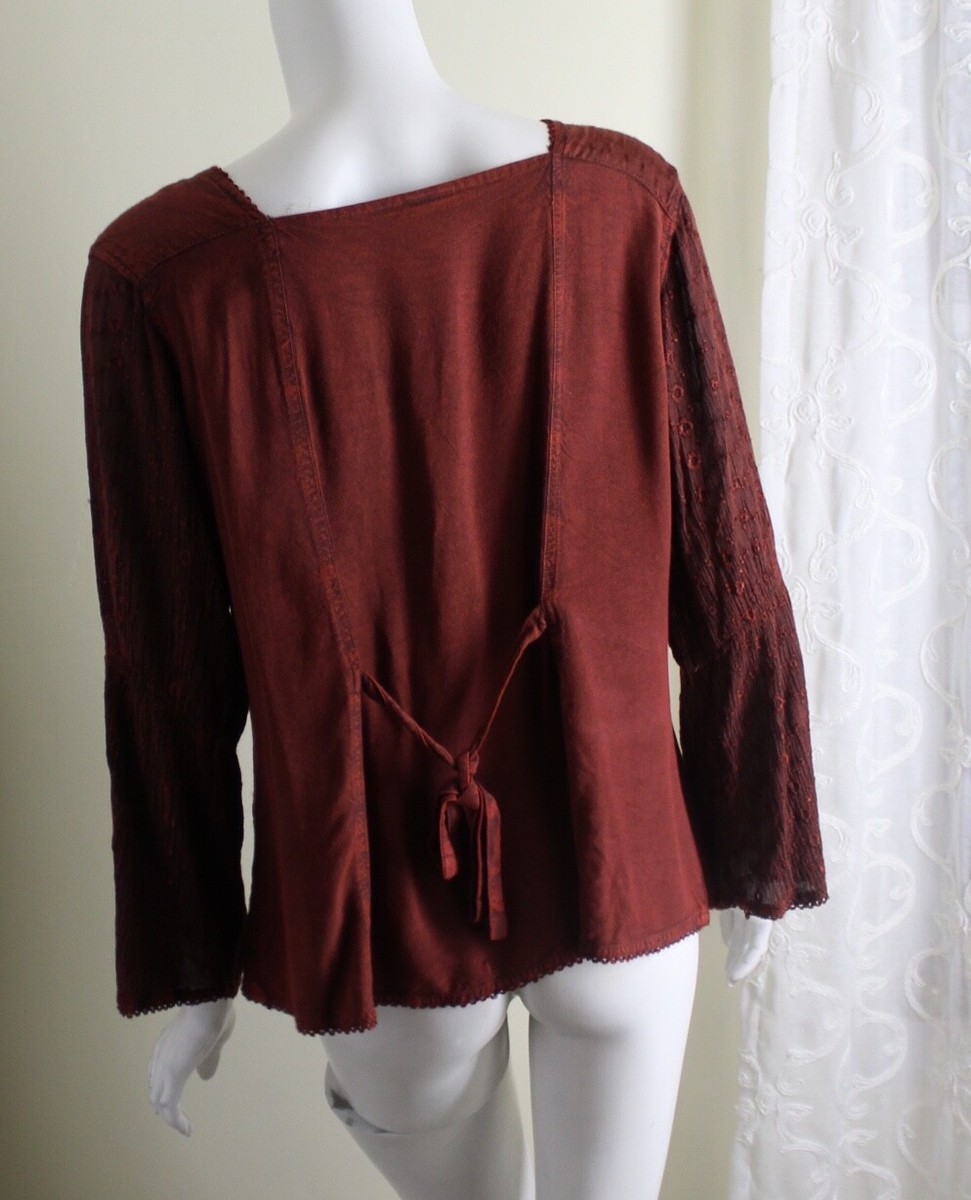 KIRAT O/S S M L India Russet Red Art-to-Wear Rayon Boho Hippie 