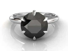 7 Ct. Round Black Diamond Solitaire Ring In 925 Sterling Silver Certified