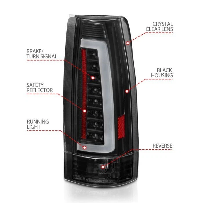 1988 - 1998 雪佛兰 GMC CK 全尺寸皮卡车黑色 LED C-Bar 尾灯 1 双 — 第 4/4 张图片