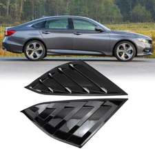 For Honda Accord 2018-22 Rear Window Quarter Louver Cover Glossy Black Side Vent