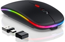 Bluetooth LED 2.4G Wireless Mouse Luminous Slim Design for Laptop - Matte Black