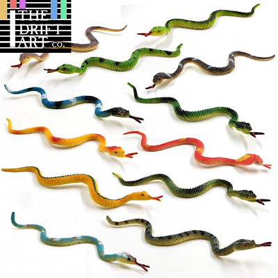 12pcs Simulation mini Snake Reptile Animal Miniature Art Toy Figure Doll