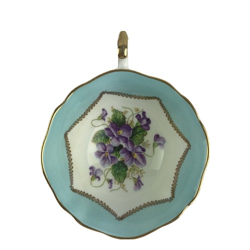 Vintage Paragon England Türkis Veilchen Blumen Tasse & Untertasse Bone China England - Bild 6 von 9