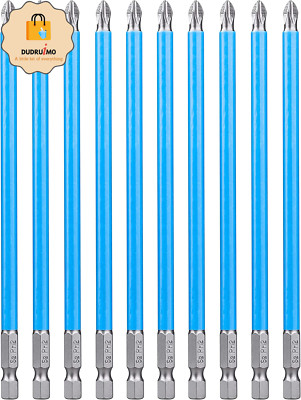 10Pcs 6-Inch Long Phillips Screwdriver Bit Set Magnetic Ph2 Impact Driver Bits #