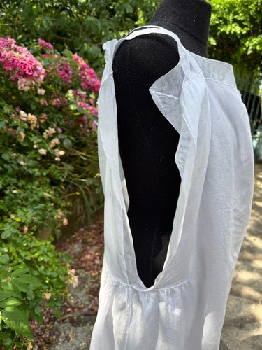 Ancienne chemise robe en fil de coton brodé grande taille réf V122 - Picture 3 of 9