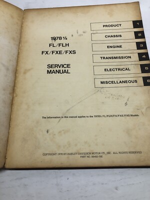 1978 1/2 Harley-Davidson Service Manual FL/ FLH FX FXS OEM 99482