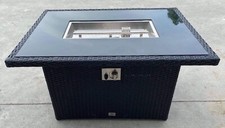 Image of HERCULES RATTAN GAS FIREPIT TABLE, INCL FREE FIRE STONES, LOGS & WIND GUARD