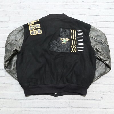 Vintage 90s Dallas Stars Varsity Jacket by DeLong Size XL Leather