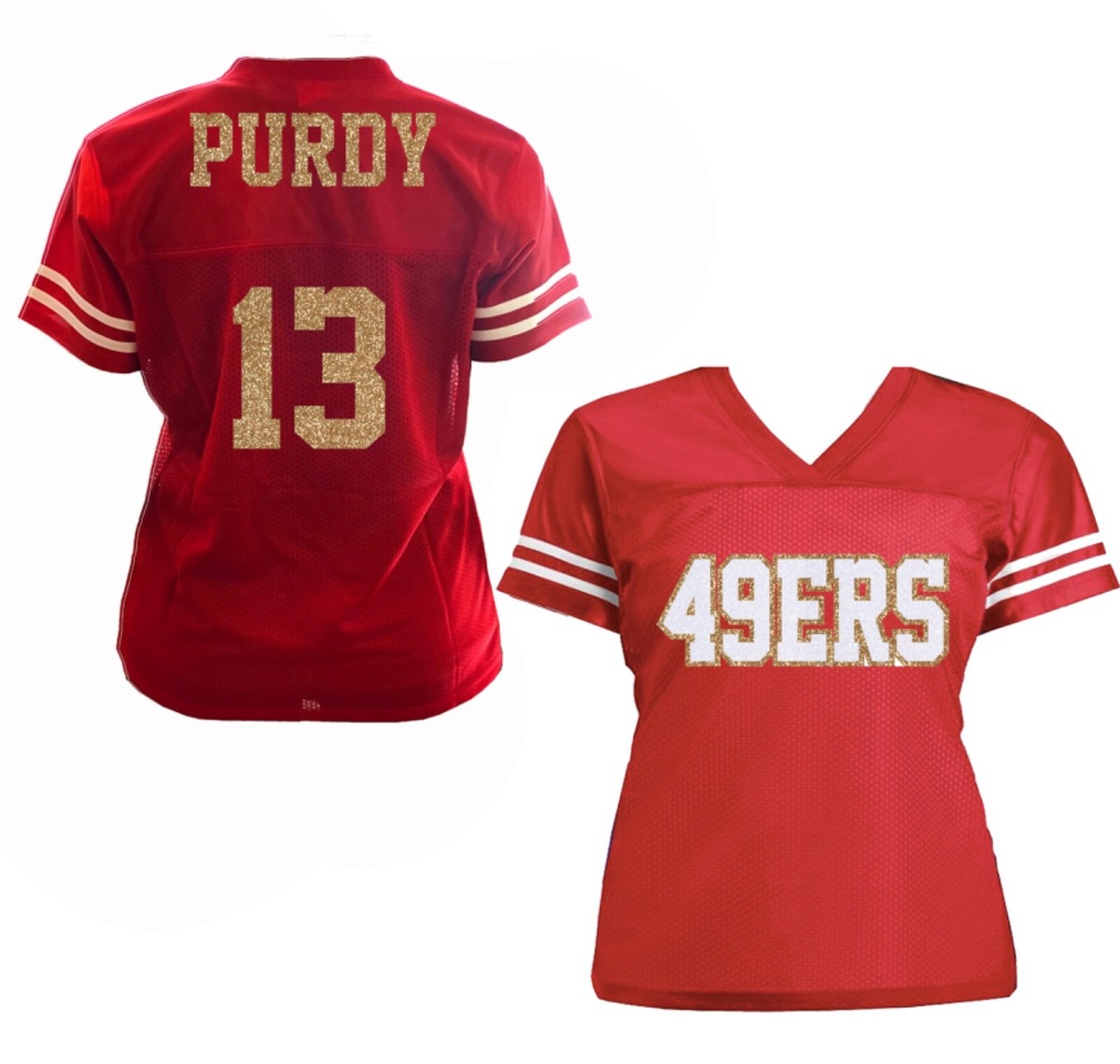 49ers Brock Purdy Glitter Women's Football Jersey, Shirt New