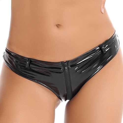 iiniim Damen Wetlook Slips Panties Booty Shorts mit Reißverschluss Hotpants Sexy - Picture 6 of 28