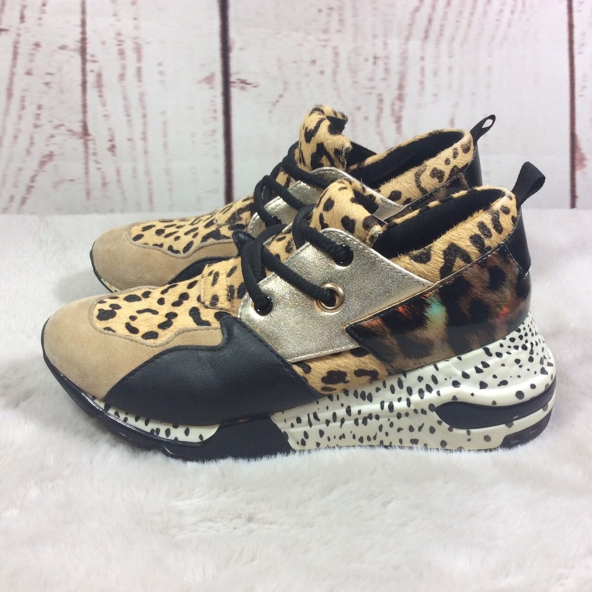 Steve Madden CLIFF Sneakers Womens 7.5 Hidden Chunky Wedge Leopard