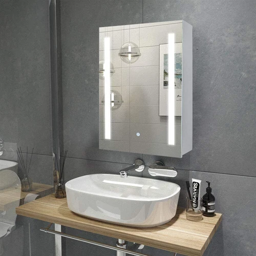 LED Bathroom Mirror Cabinet w/ Demister Lights Shaver Socket Demister Wall Mount - Picture 4 of 19