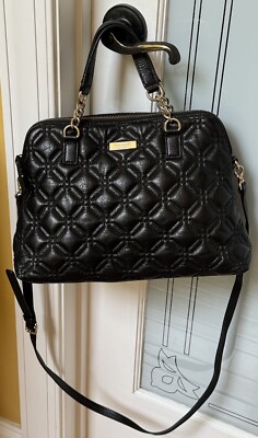 Kate Spade BLACK Astor Court Rachelle Quilted Leather Satchel Bag Crossbody 