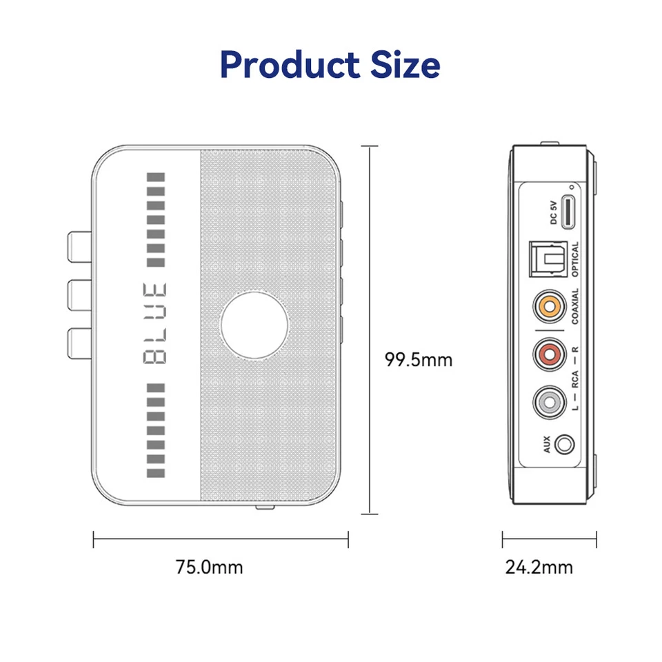 Bluetooth Transmitter Empfänger 5.3 Sender 2in1 Audio Adapter TV Kopfhörer MUSIK - Bild 4 von 4