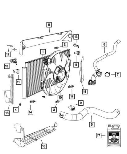 Sello superior de soporte del radiador delantero para Fiat 500 2013-2019 (N/P 52014812AB)