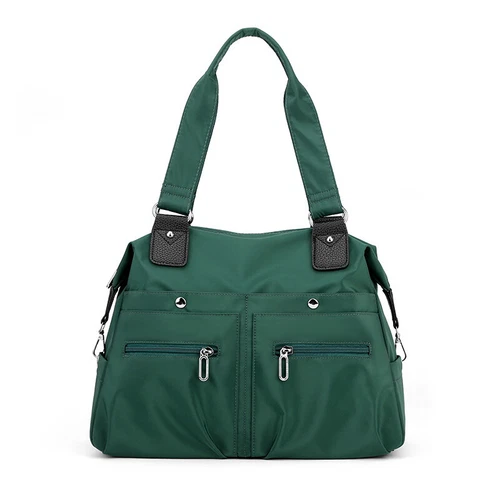 Große Kapazität leichte wasserdichte Nylon-Schultertasche mit mehreren Taschen und Reißverschluss - Bild 8 von 18