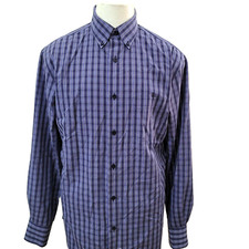 Nordstrom Smart Care Wrinkle Free Men's Size M Blue Check Cotton Casual Shirt