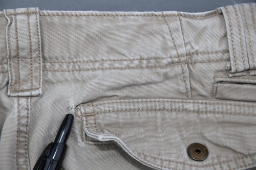 Pantalones cortos de carga pesada de colección para hombre 2007 antiguos azul marino edición reg excedente beige talla 32 - Imagen 12 de 12