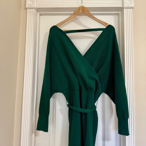 Cherfly Women's V Neck Sweater Dresses Batwing Long Sleeve Backless XL - NWT - Picture 9 of 10