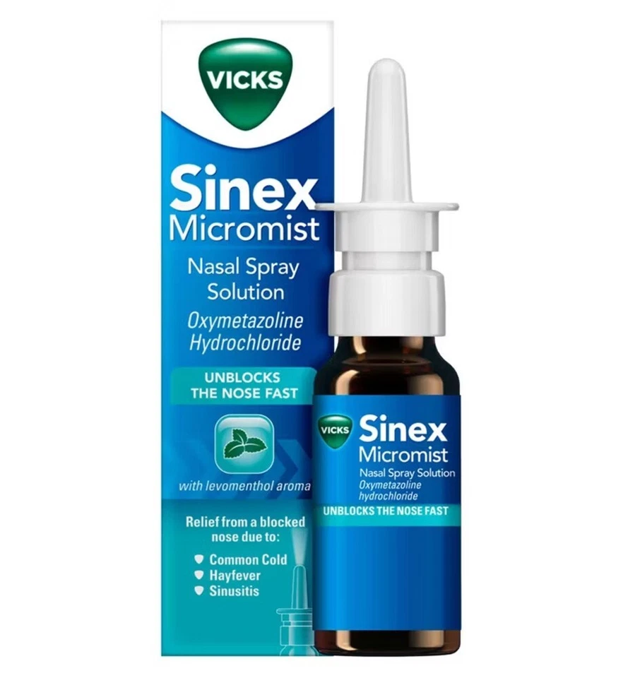 Vicks Sinex Micromist Aqueous Nasal Spray 15ml | Decongestant Cold & Flu Relief