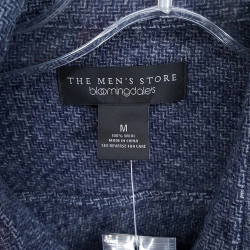BLOOMINGDALES Jacket Mens Medium Dark Blue Button Up Overshirt 100% Wool $248 image 3