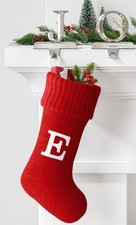    WonderShop Red Knit Christmas Stocking Monogram Initial  E  Letter   