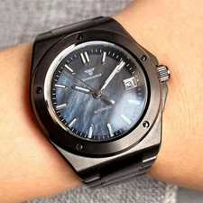 Tandorio 200M Dive 40mm Black PVD Case Shell Dial Lume NH35 Automatic Men Watch