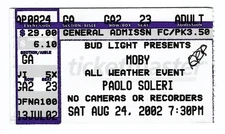 Moby 8/24/02 Santa Fe NM Paolo Soleri Amphitheatre Rare Ticket Stub