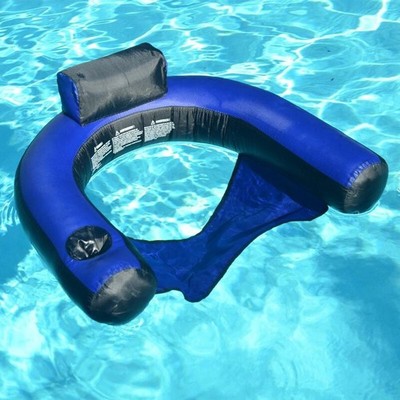 Swimline 90465 Inflatable Blue Fabric Nylon Covered Swimming Pool U-Seat Chair