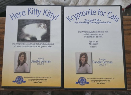 NCGI Cat Grooming DVDs Danelle German Here Kitty Kitty + Kryptonite for Cats...