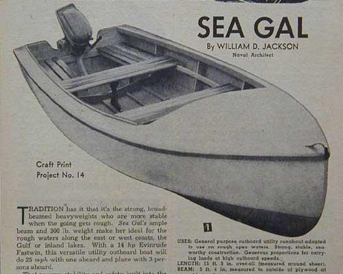 15' Utility Runabout HowTo build PLANS coastal waters SEA GAL