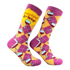 Sunshine and Wine Socks Funny Sarcastic Drinking Graphic Novelty Footwear For
