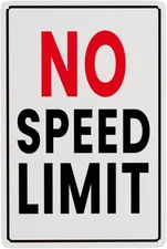No Speed Limit Sign Retro Tin Sign Man Cave Garage Wall Decor 8 X 12 Inch