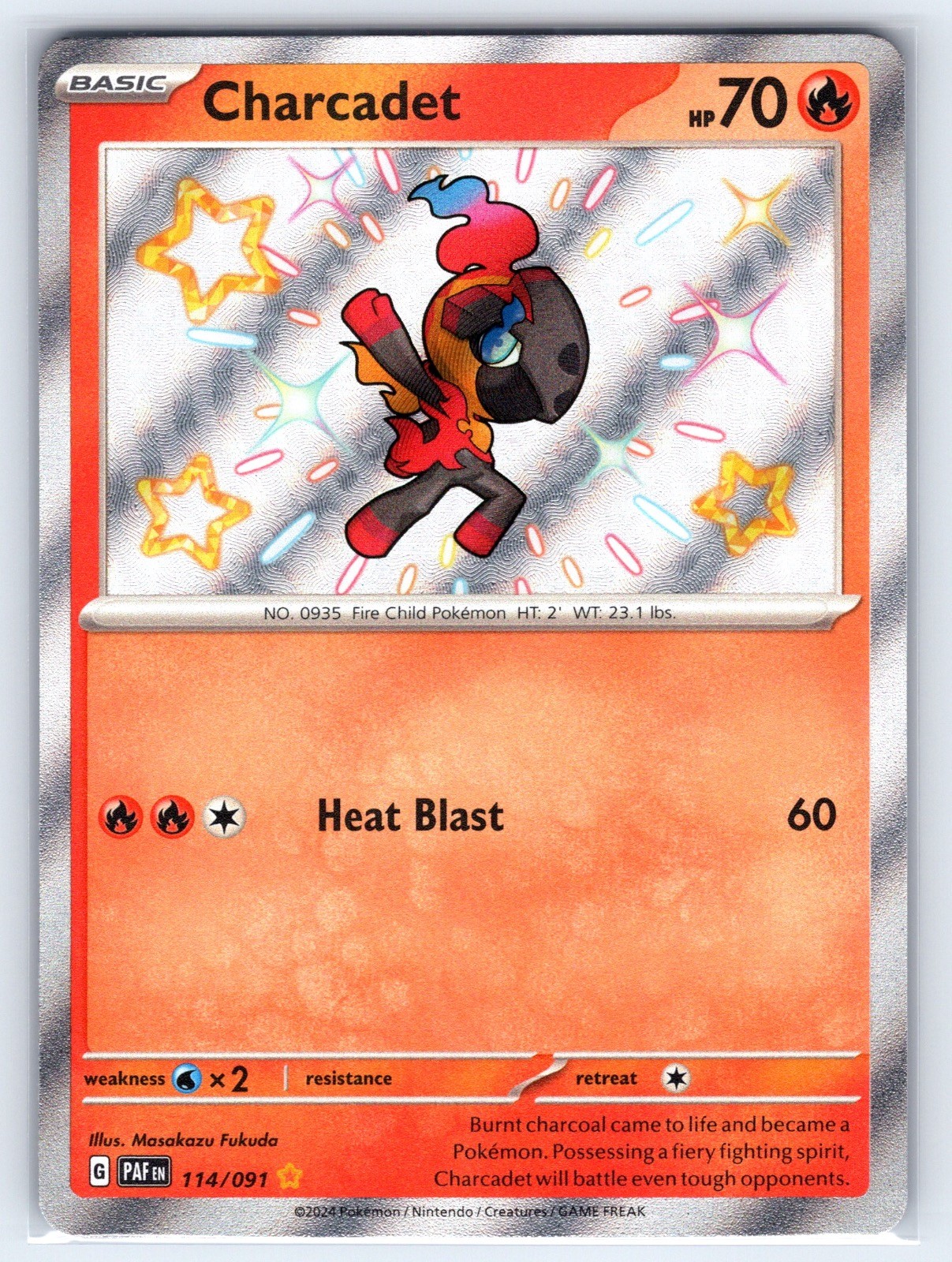 Charcadet 114/091 Paldean Fates Shiny Rare Pokemon Holo Near Mint