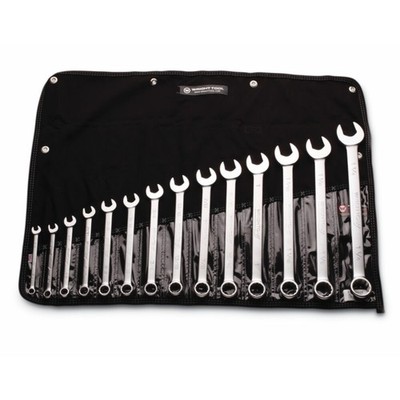 Wright Tool 714 Satin Combination Wrench Set 14-Piece in Denim Roll 12 Point SAE