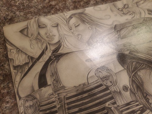Dibujo artístico chicano original vintage (leer descripción) - Imagen 3 de 12
