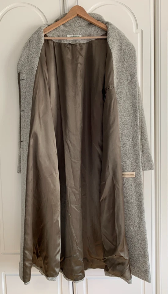 Abrigo Henry Blanco Irlanda Gris Cuello Alto Lana-Cachemira-Angora Longline Reino Unido 10 Foto 2 de 4