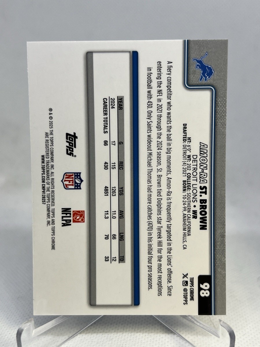 2025 Topps Chrome Amon-Ra St Brown Ray Wave Refractor #98 | eBay