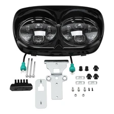 5 3/4" Dual LED Front Headlight Head Light Fit For Harley Road Glide 1998-2013